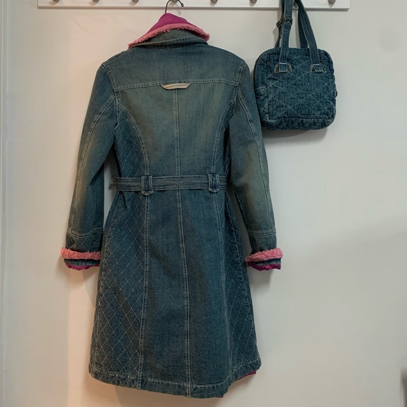 Dolce & Gabbana vintage DenimCoat with removable faux fur vest & Matching purse - Picture 4 of 14